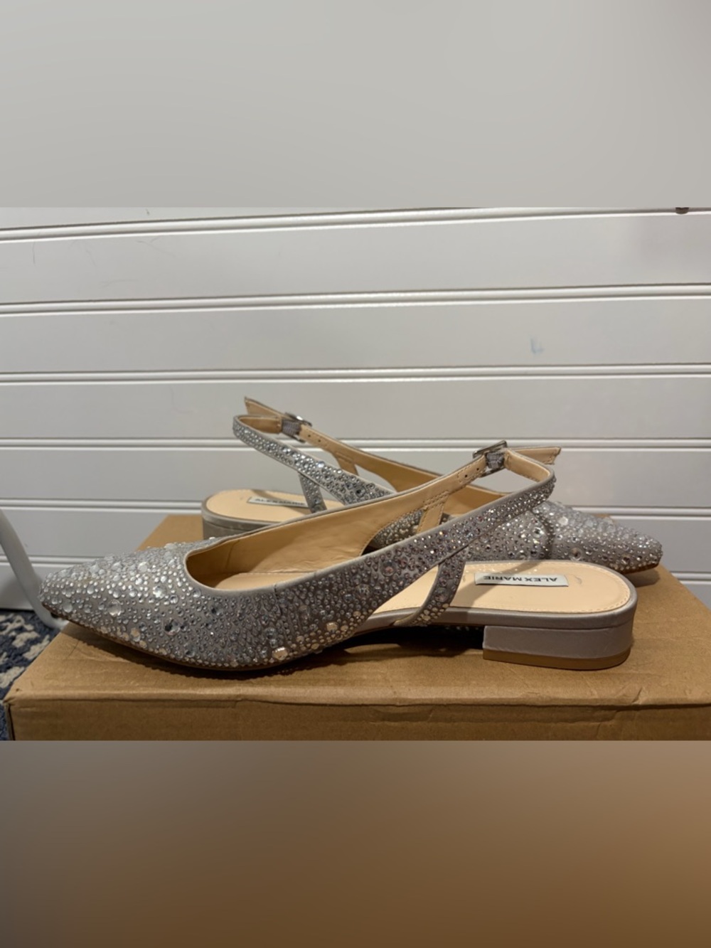 Alex Marie Silver Crystal-Embellished Pointed Slingback Flats - Picture 7 of 8